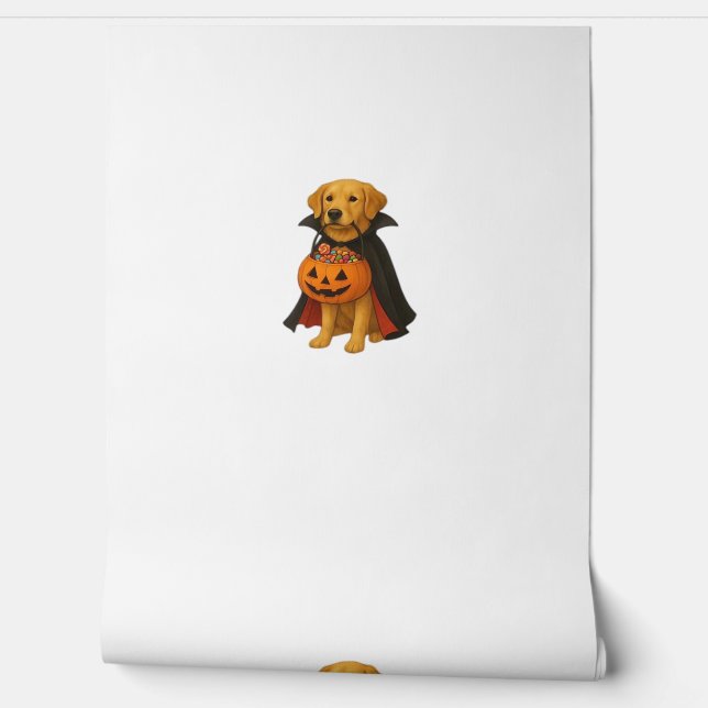 Golden Retriever Halloween Dog with Pumpkin Candy  Wallpaper (Unrolling)