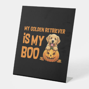 Golden Retriever Halloween Pedestal Sign