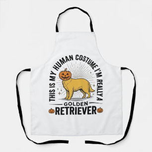 Golden Retriever Halloween Pumpkin Costume Design_ Apron