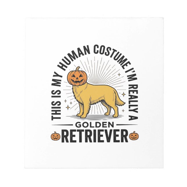 Golden Retriever Halloween Pumpkin Costume Design_ Notepad (Front)