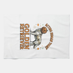 Golden Retriever Halloween Pumpkin Dog Costume Shi Kitchen Towel