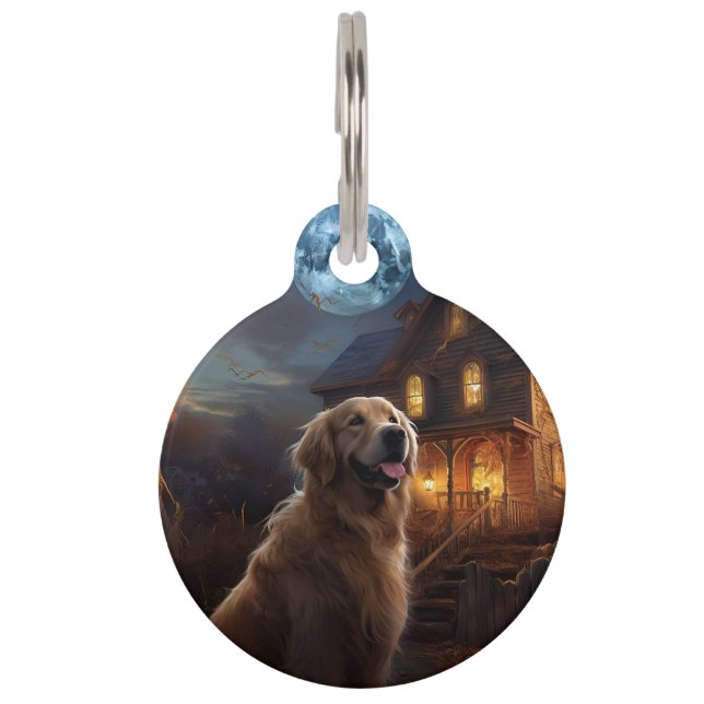 Golden Retriever Halloween Scary Pet Tag (Front)