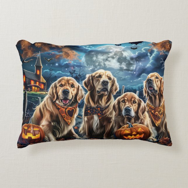 Golden Retriever Halloween Spooky  Accent Pillow (Front)