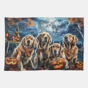 Golden Retriever Halloween Spooky  Kitchen Towel