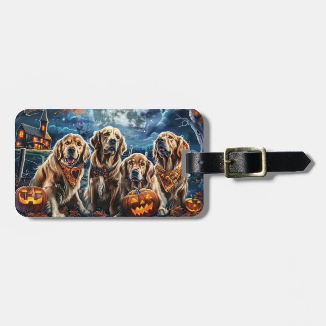 Golden Retriever Halloween Spooky  Luggage Tag (Front Horizontal)