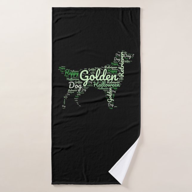 Golden Retriever Halloween Typography Bath Towel (Bath Towel)