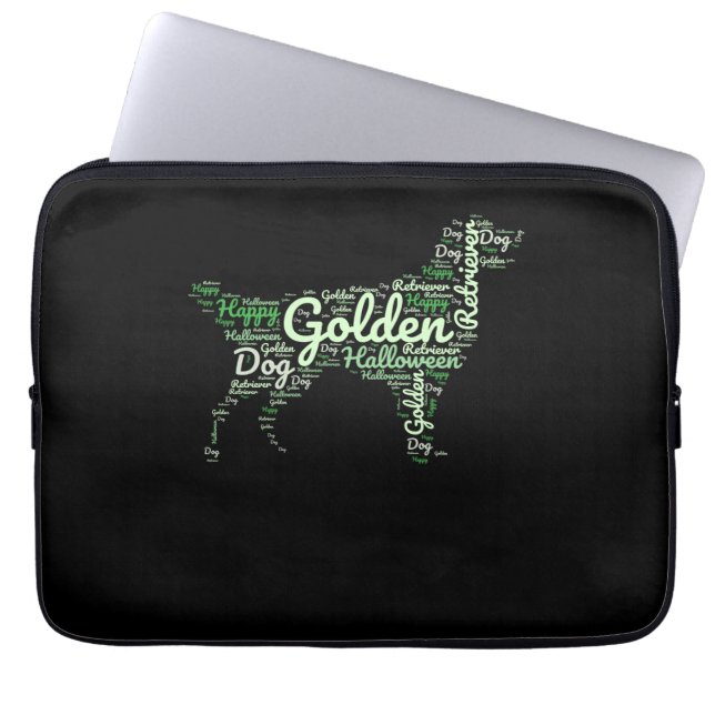Golden Retriever Halloween Typography Laptop Sleeve (Front)