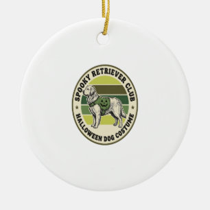 Golden Retriever Halloween Vintage Costume Badge_1 Ceramic Ornament