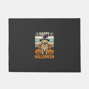 Golden Retriever Halloween Vintage Pumpkin Design Doormat