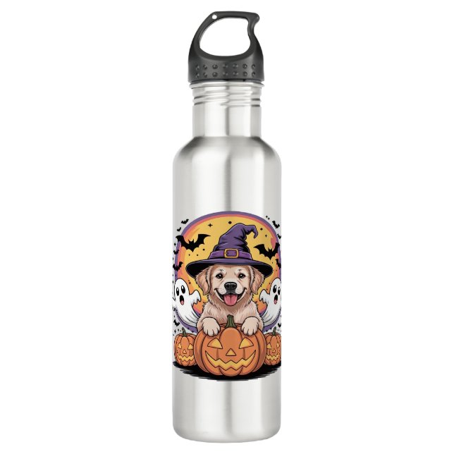 Golden Retriever Halloween Witch Dog Classic T-Shi 710 Ml Water Bottle (Front)