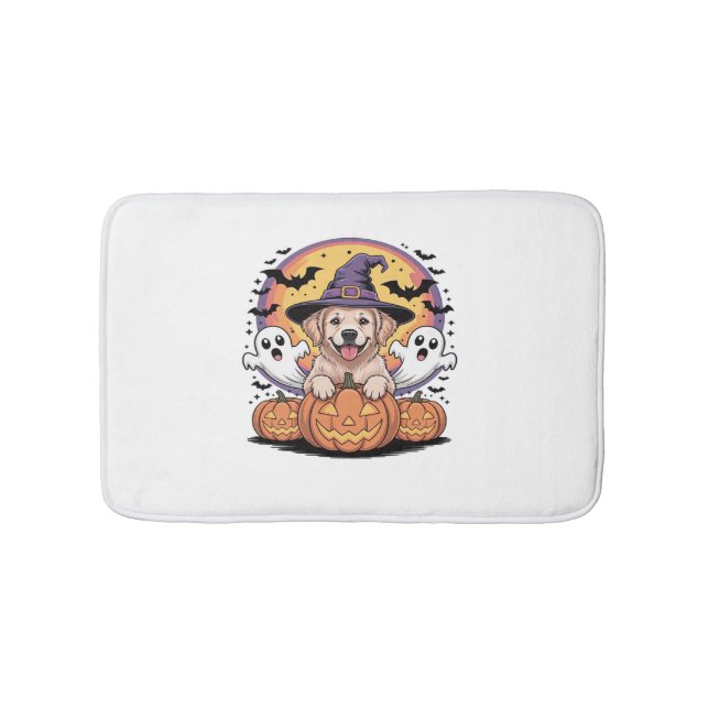 Golden Retriever Halloween Witch Dog Classic T-Shi Bath Mat (Front)