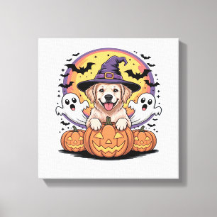 Golden Retriever Halloween Witch Dog Classic T-Shi Canvas Print