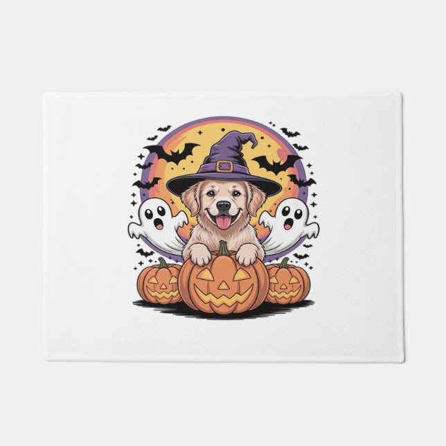 Golden Retriever Halloween Witch Dog Classic T-Shi Doormat (Front)