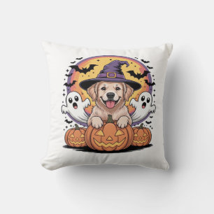 Golden Retriever Halloween Witch Dog Classic T-Shi Throw Pillow