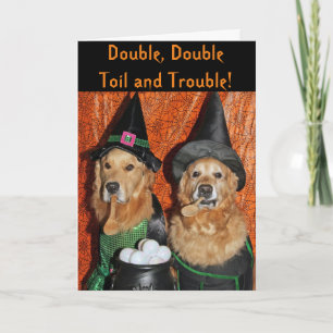 Golden Retriever Halloween Witches Card