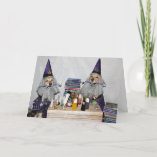 Golden Retriever Halloween Wizards Card