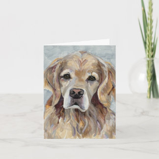Golden Retriever Hand-Painted on Canvas Note Card