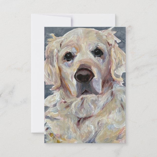 Golden Retriever Hand-Painted On Canvas Thank You Card (Front)