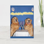 Golden Retriever Hanukkah Menorah Lighting Holiday Card<br><div class="desc">These golden retrievers are lighting the menorah to wish everyone a golden Hanukkah.</div>