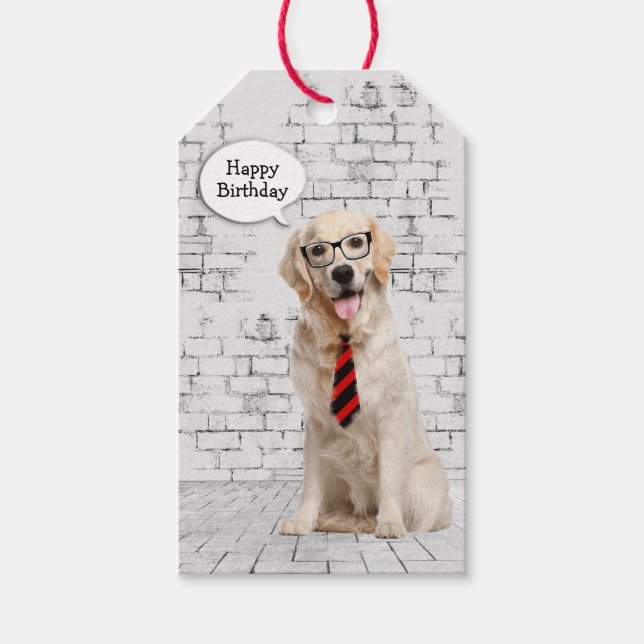 Golden Retriever  Happy Birthday Gift Tags (Front)