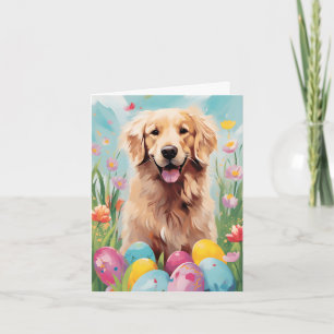 Golden Retriever Happy Easter Card