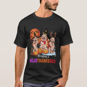 Golden Retriever Happy Hallothanksmas Halloween Th T-Shirt