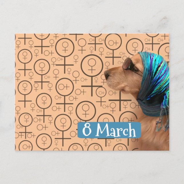 Golden Retriever Happy International Women's Day Postcard (Front)