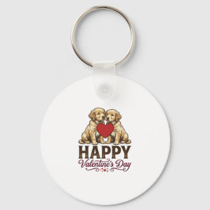 Golden Retriever Happy Valentine’s Day Keychain