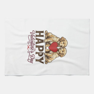 Golden Retriever Happy Valentine’s Day Kitchen Towel