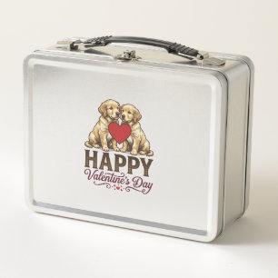 Golden Retriever Happy Valentine’s Day Metal Lunch Box