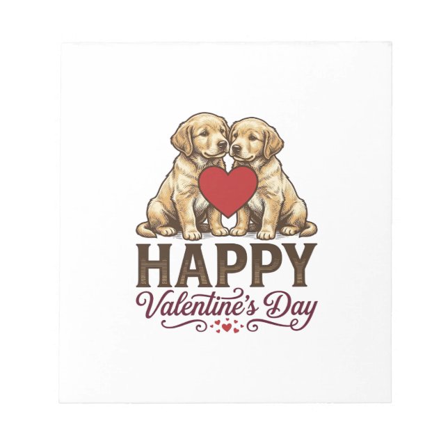 Golden Retriever Happy Valentines Day Notepad (Front)