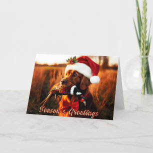 Golden Retriever has a Pheasant Holiday Card