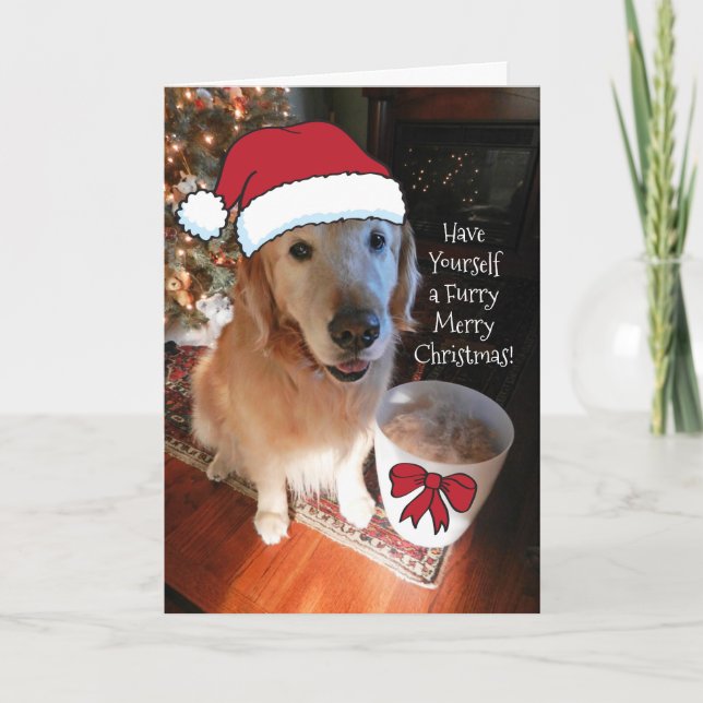 Golden Retriever Have Yourself a Furry Merry Card (Front)