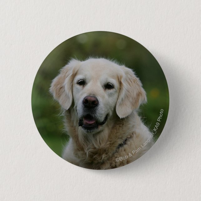 Golden Retriever Headshot 2 Inch Round Button (Front)