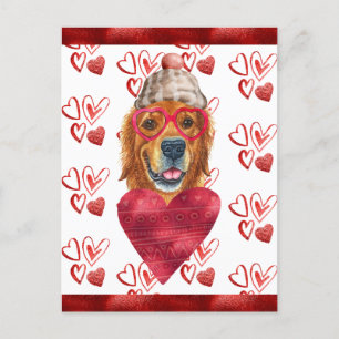 Golden Retriever Heart Dog Lover Valentine Gift Postcard