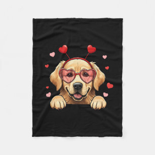 Golden Retriever Heart Headnd Valentine Womens Men Fleece Blanket