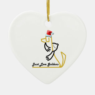 Golden Retriever Heart Ornament, Just Love Goldens Ceramic Ornament