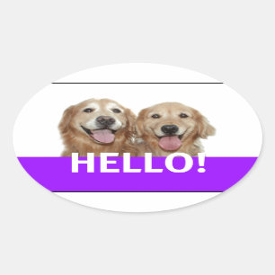 Golden Retriever Hello Oval Sticker