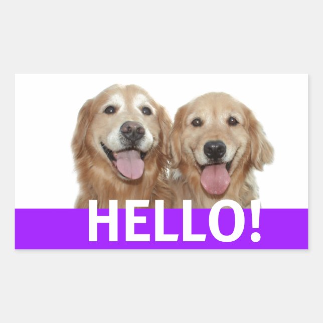 Golden Retriever Hello Sticker (Front)