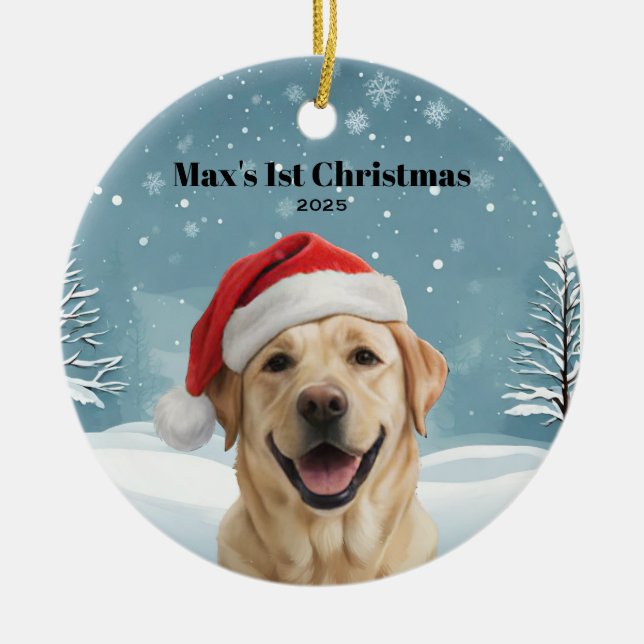 Golden Retriever Holiday 1 Ceramic Ornament (Front)