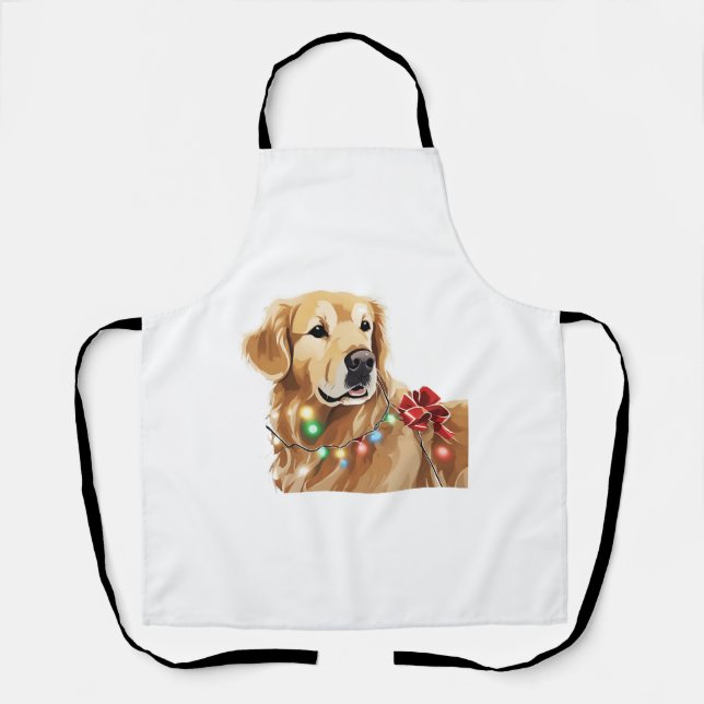 Golden Retriever Holiday Christmas Light  Classic  Apron (Front)