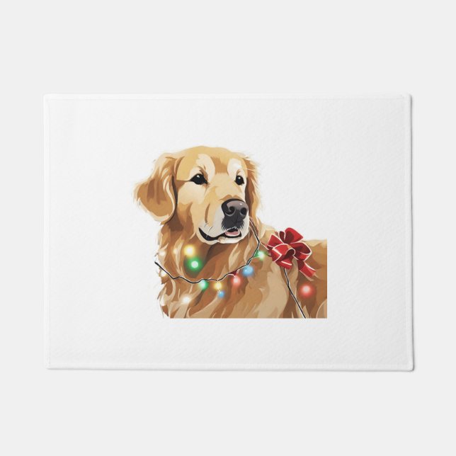 Golden Retriever Holiday Christmas Light  Classic  Doormat (Front)