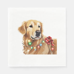 Golden Retriever Holiday Christmas Light Classic Napkin