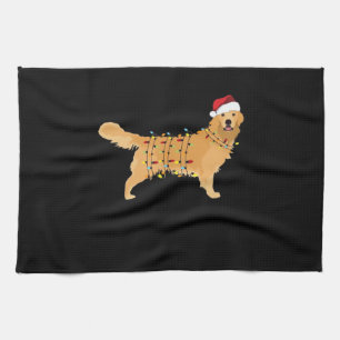 Golden Retriever Holiday Christmas Light Essential Kitchen Towel