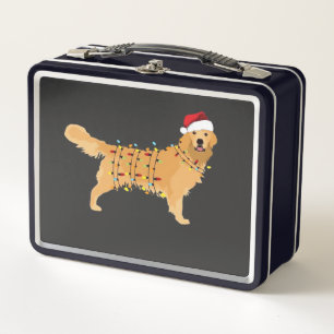 Golden Retriever Holiday Christmas Light Essential Metal Lunch Box