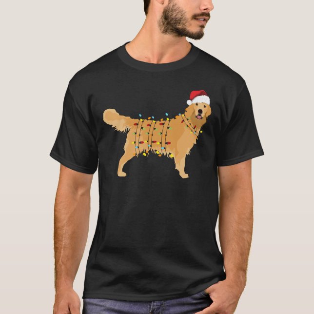 Golden Retriever Holiday Christmas Light   T-Shirt (Front)