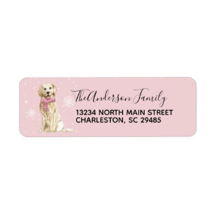 Golden Retriever Holiday Christmas Return Address