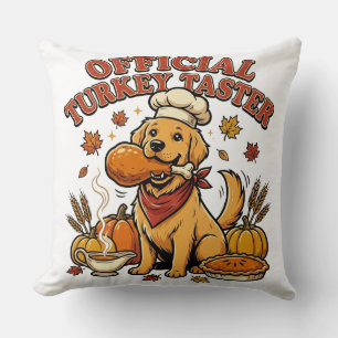 Golden Retriever Holiday Feast Celebration Throw Pillow