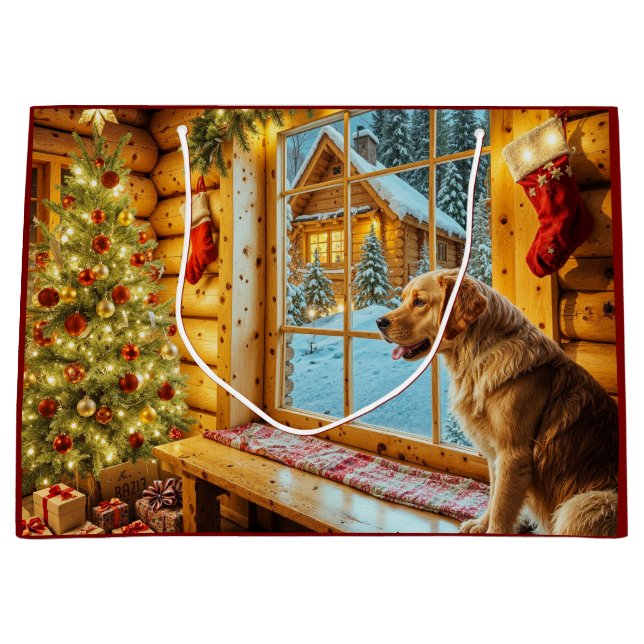 Golden Retriever Holiday  Large Gift Bag (Front)