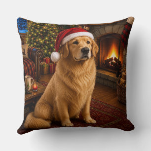 Golden Retriever Holiday Throw Pillow